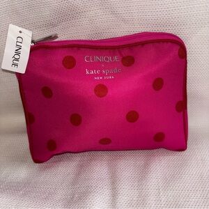 CLINIQUE x  kate spade Pink Polka Dot Cosmetic Travel Bag Limited Edition